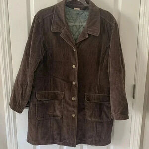 J Jill Vintage Corduroy Barn Jacket/ Chore Coat Chocolate Brown Size Medium